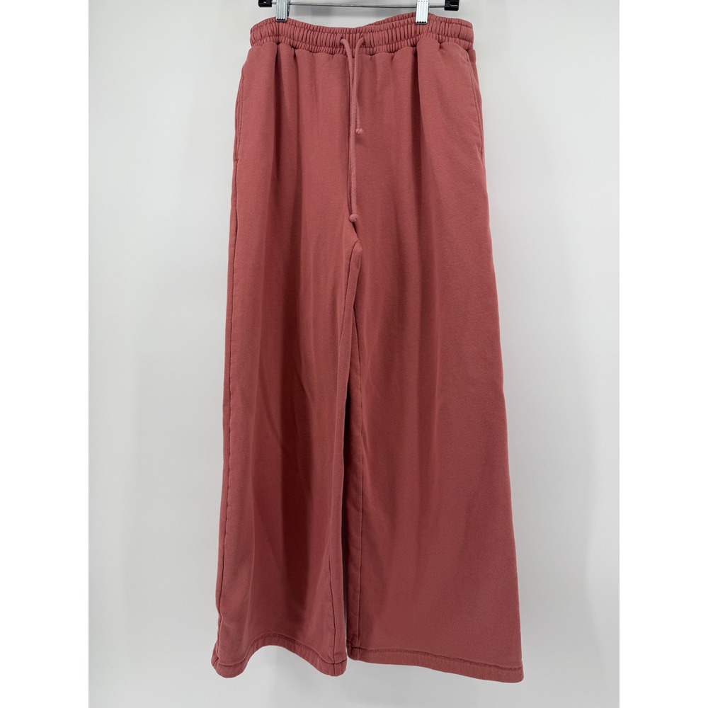 Abercrombie & Fitch Lounge Wide Leg Sweatpants Medium Pink Cotton Drawstring